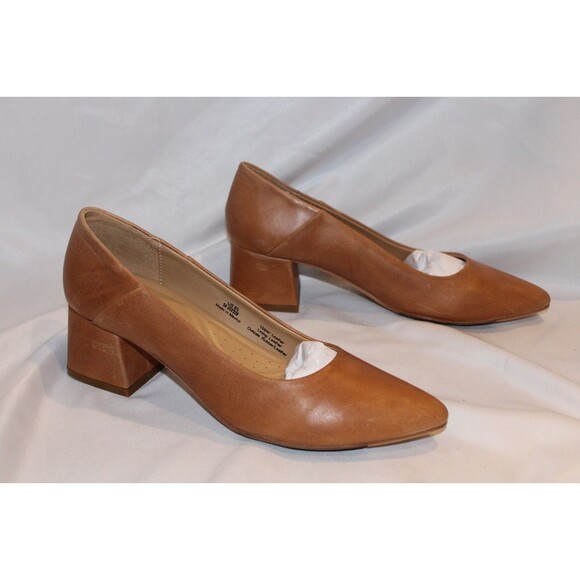 Nisolo Women's Suede Fiorela Go-To Mid Block Heels Shoes $180 Caramel - Picture 3 of 6